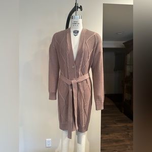 Wrap sweater with belt